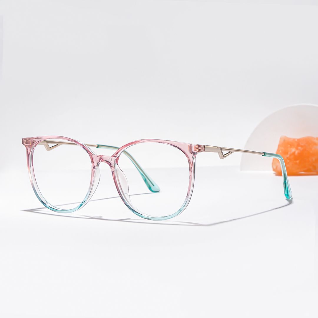 Babbage Rosa-Grün Rund Brille2