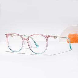 Babbage Rosa-Grün Rund Brille2