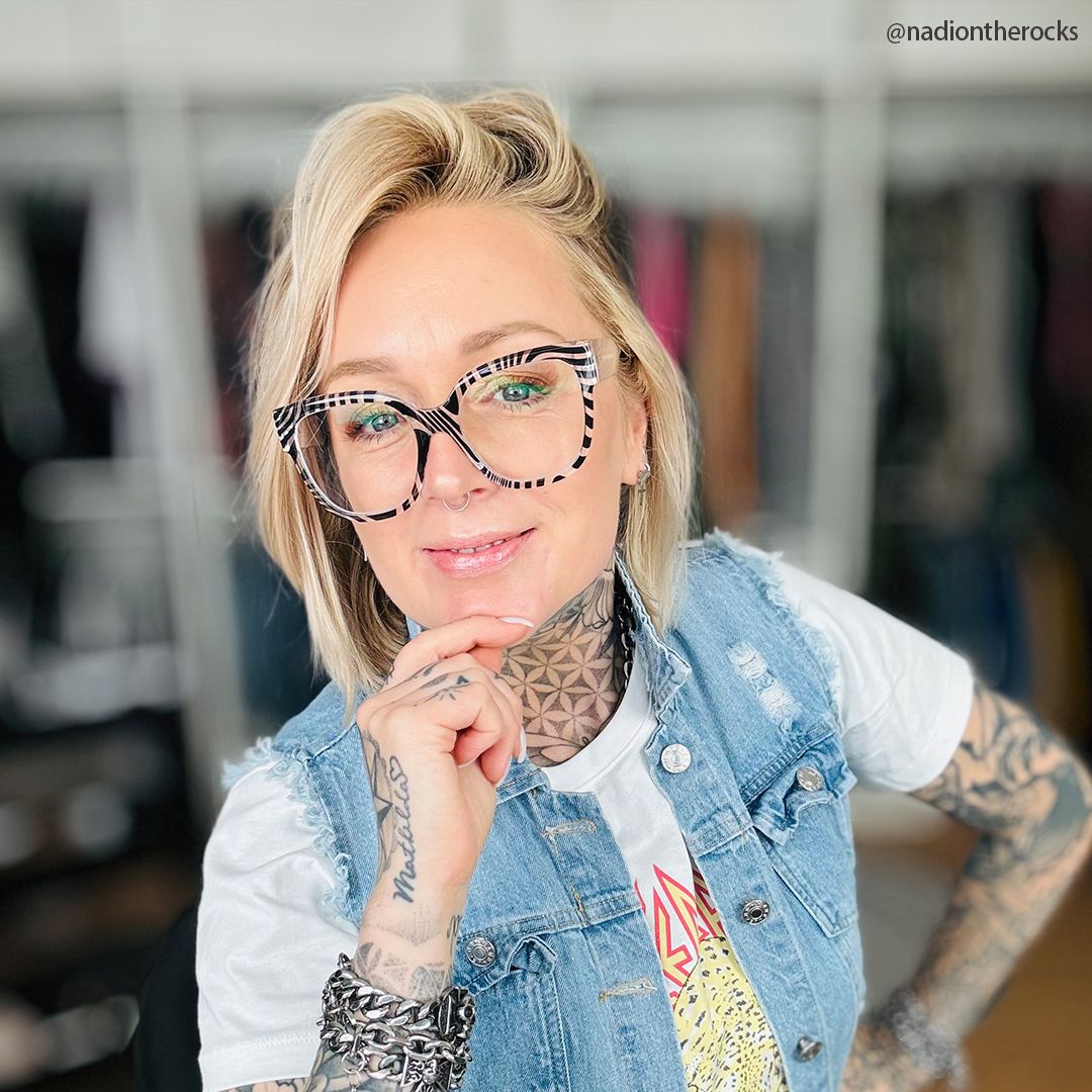 Trisha Schwarz-Weiß Quadratisch Brille8