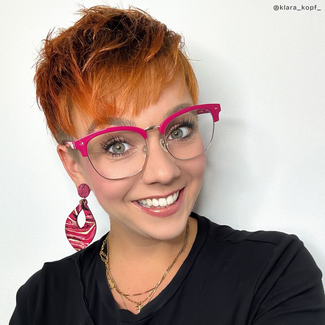 Lasha Rosa Browline-Brille mit gemischtem Rahmen für Damen | ZEELOOL6