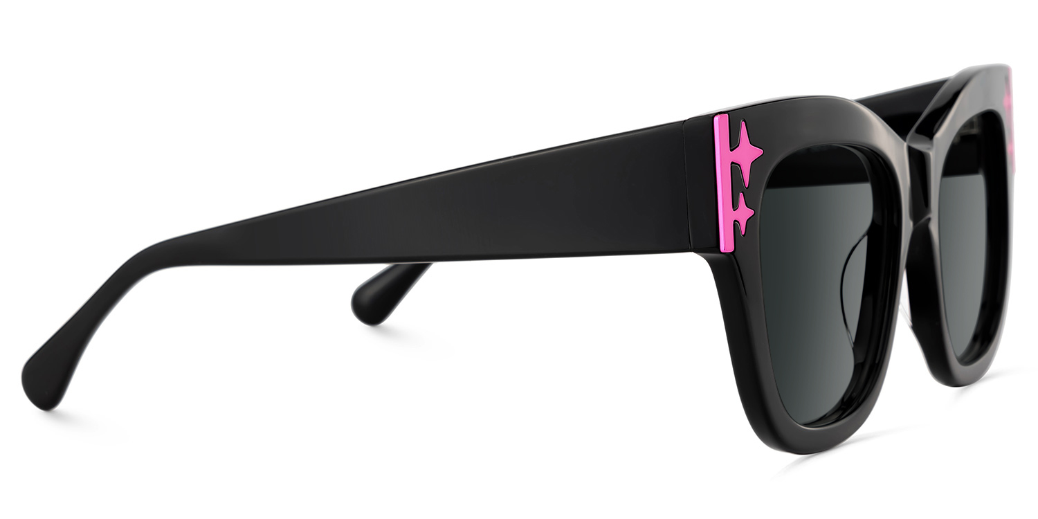 Minfia Schwarz-Rosa Quadratisch Acetat Brille3