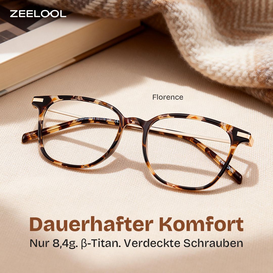 Florence Tortoise Rechteckig Brille1