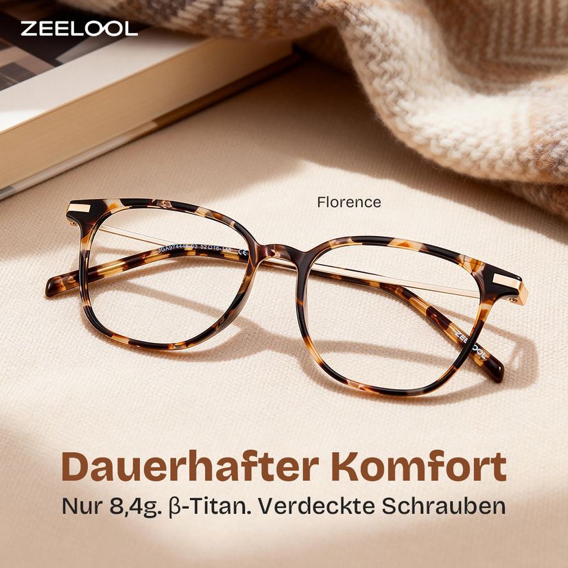 Florence Tortoise Rechteckig Brille
