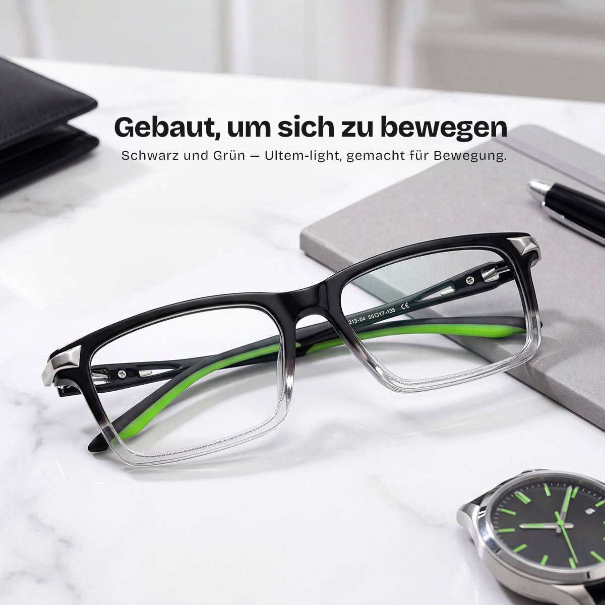Orion Schwarze Dünnrandbrille für Herren | ZEELOOL1