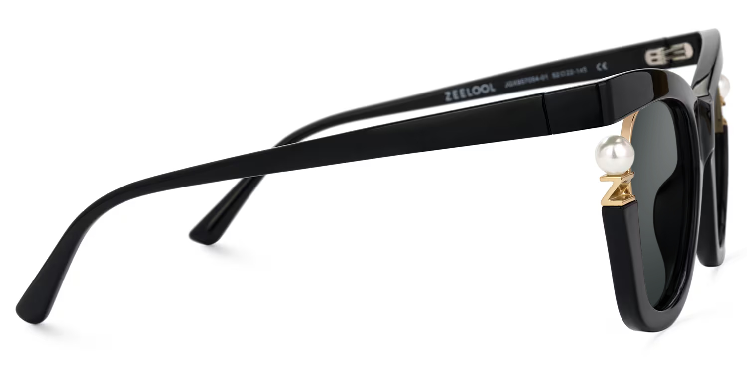 Pearl Schwarz Cateye Gemischte Materialien Brille3