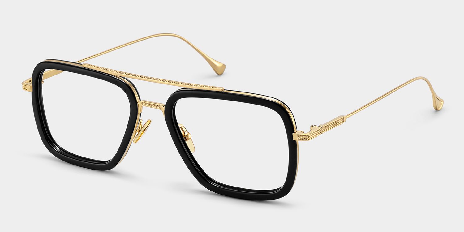 Gifford Schwarz Gold Pilot Brille2