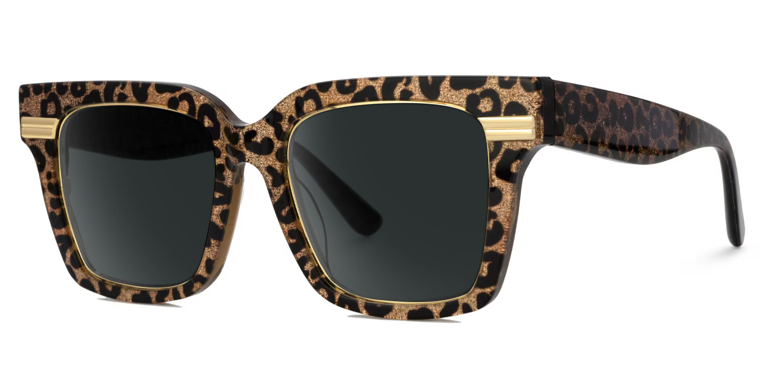 ZEELOOL Taylor Braun-Leo Quadratisch Brille