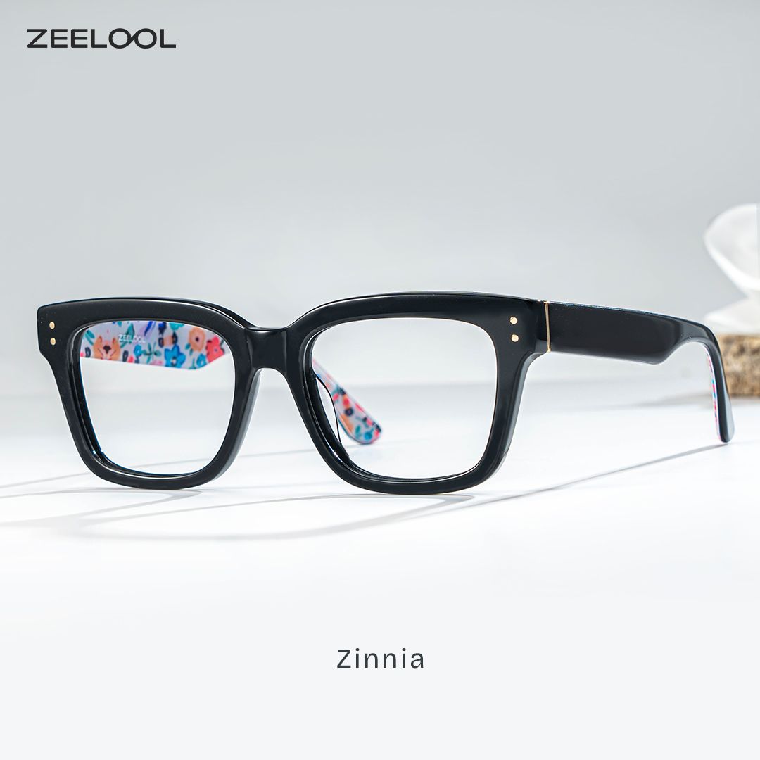 Zinnia Schwarz Rechteckig Brille2