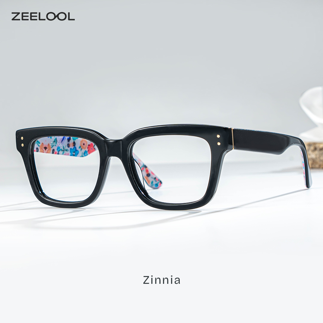 Zinnia Schwarz Rechteckig Brille2