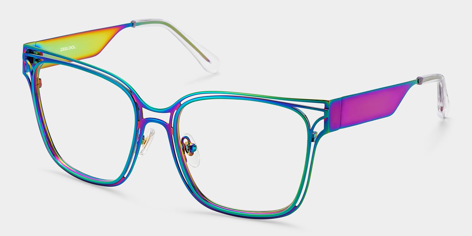 Dacarine Bunt Quadratisch Metall Brille4