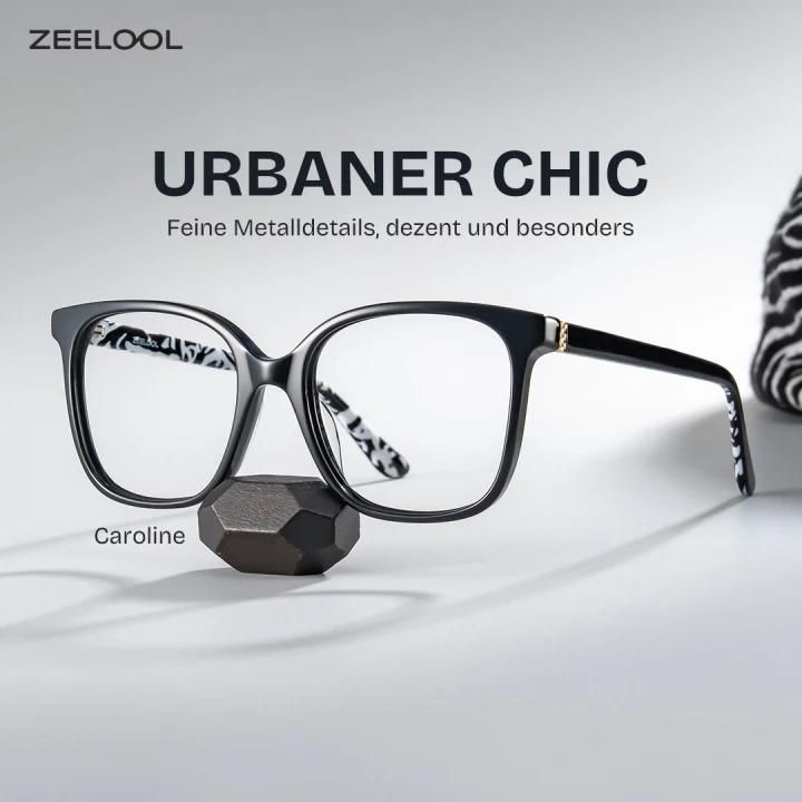 Günstige Caroline Brille mit dünnem, schwarzem Quadratrahmen | ZEELOOL0