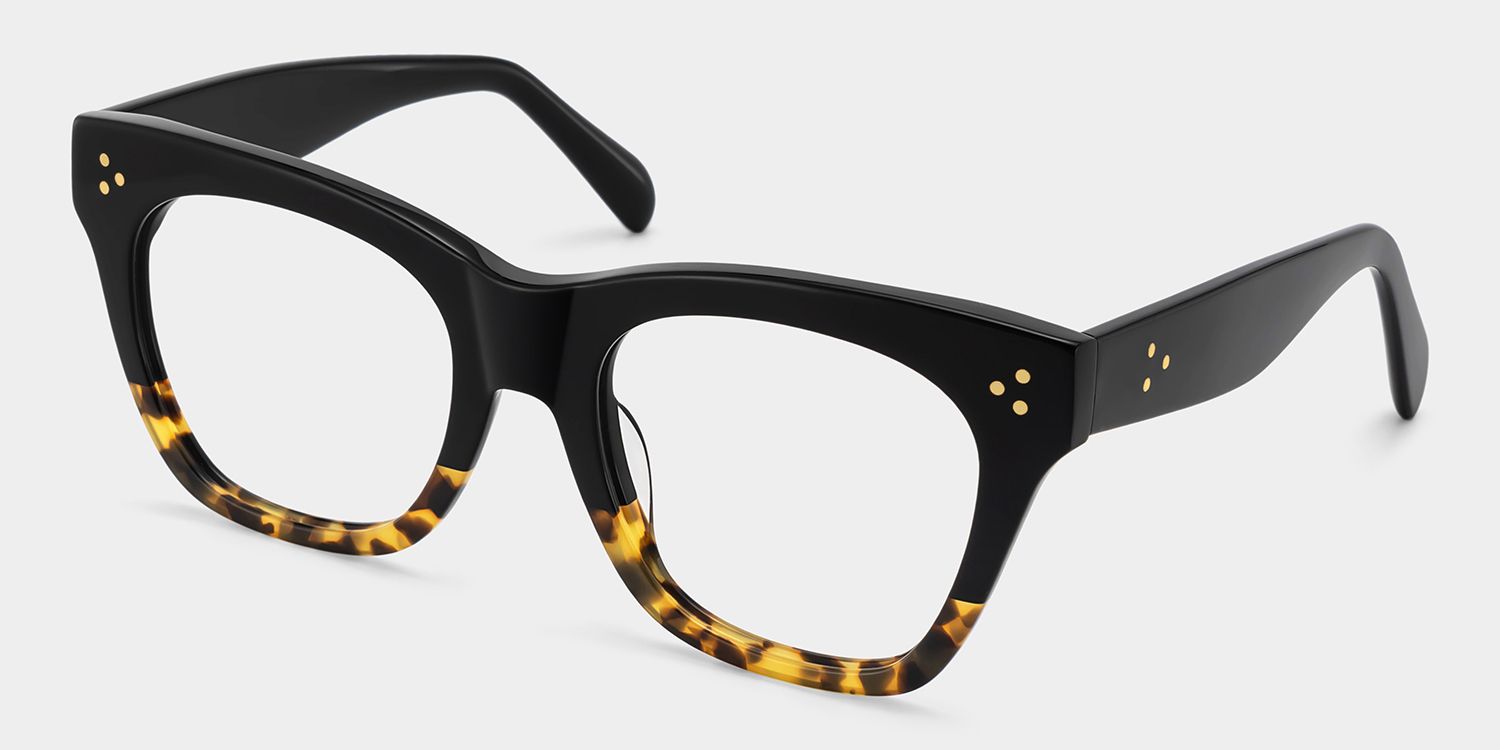 Tandy Tortoise Schwarz Rechteckige Brille2