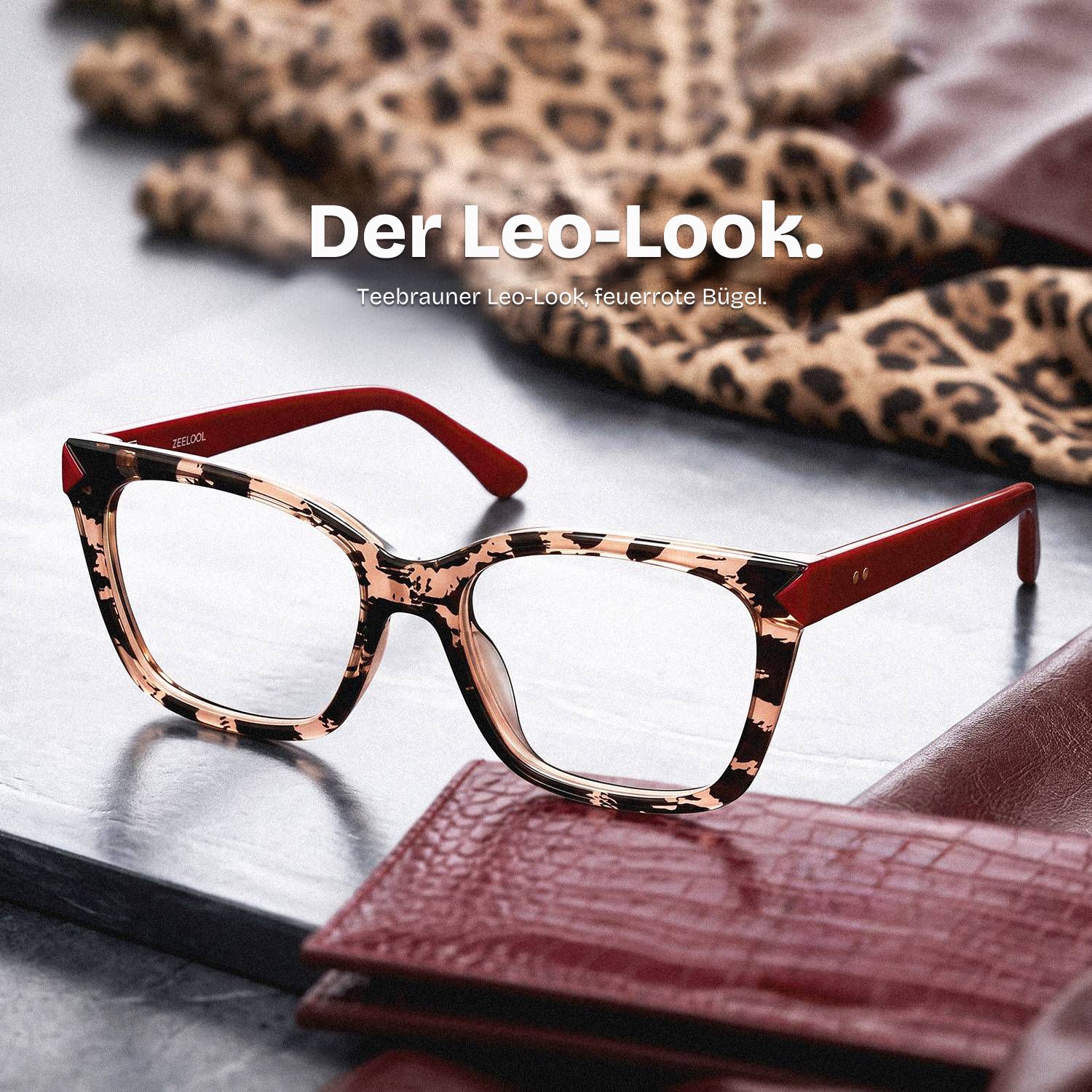 Victoria Quadratische Brille mit Leopardenmuster | ZEELOOL0