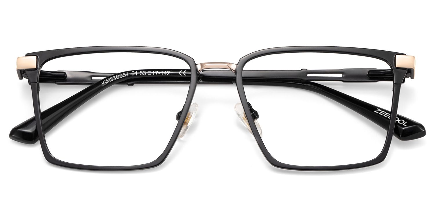 Finn Schwarz Rechteckig Metall Brille1