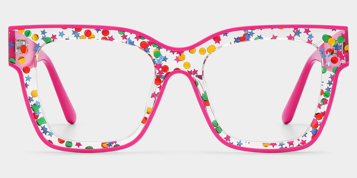 Zerica Rosa-Rot Quadratisch Acetat Brille2