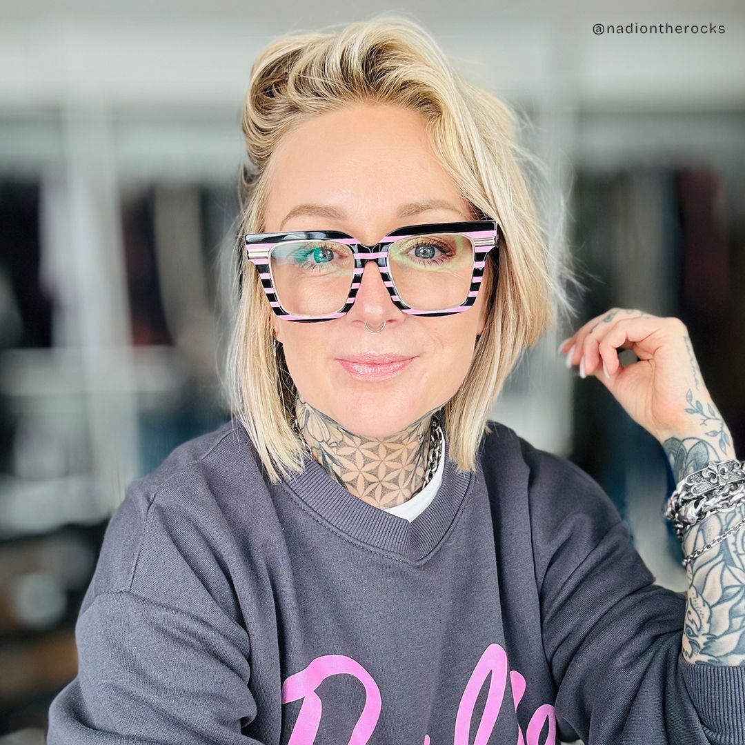 Taylor Schwarz-Rosa Quadratisch Gemischte Materialien Brille6