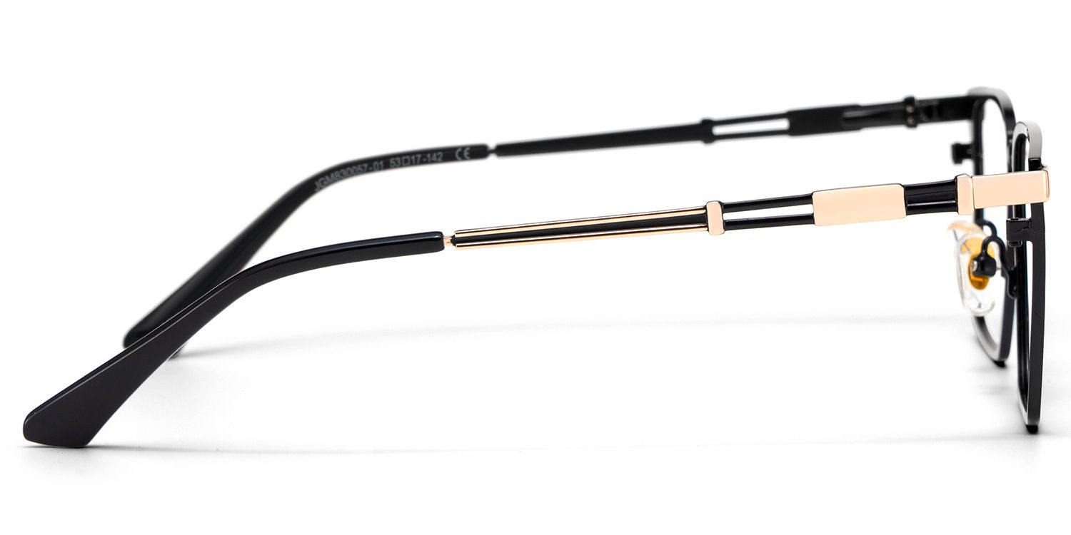 Finn Schwarz Rechteckig Metall Brille3