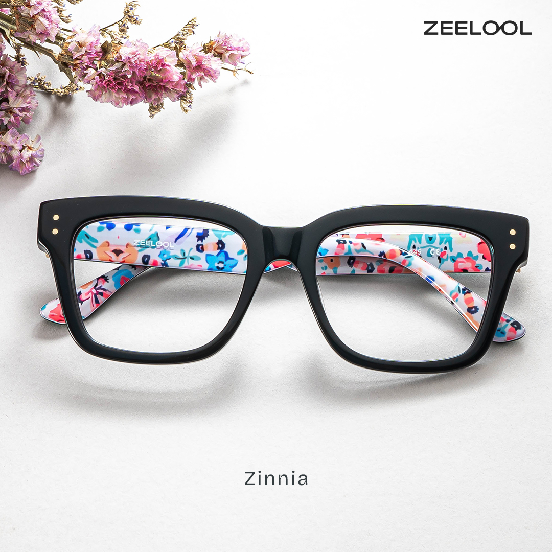 Zinnia Schwarz Rechteckig Brille1