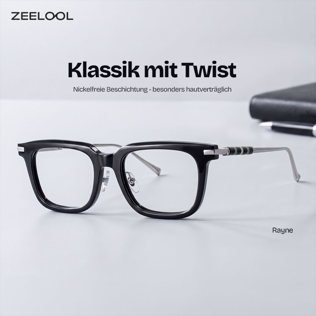 Quadratische Herrenbrille Rayne in Schwarz mit dünnem Rahmen | ZEELOOL0