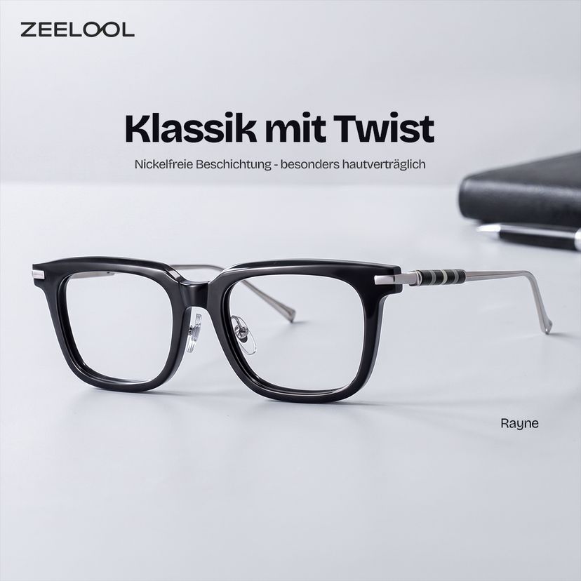 Rayne Schwarz Square Brille