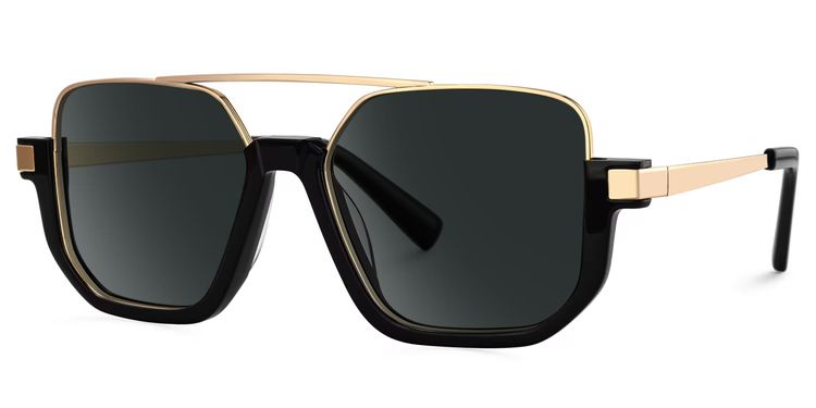 Oromiya Schwarz-Gold Pilot Brille