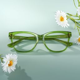 Vivienne Grün Rechteckig Brille2