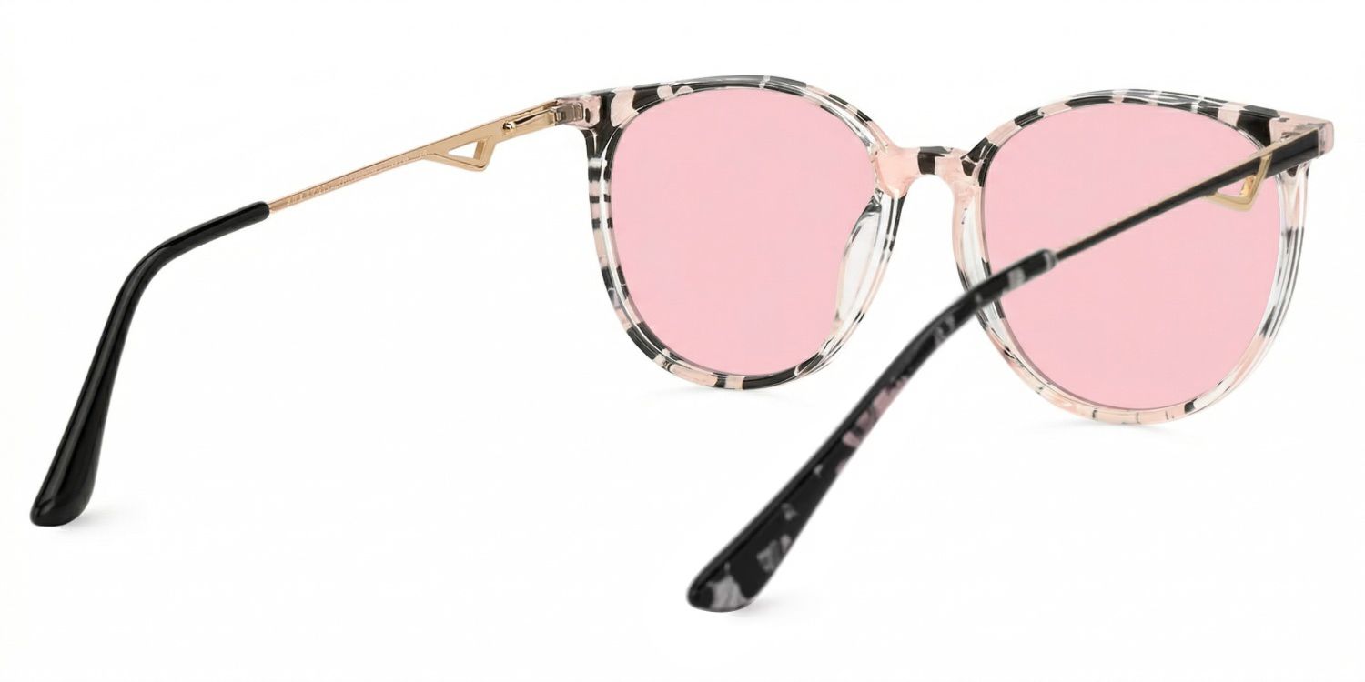 Babbage Blumendruck-Rosa Round Sonnenbrille, die Dein Gesicht umrahmen | ZEELOOL3