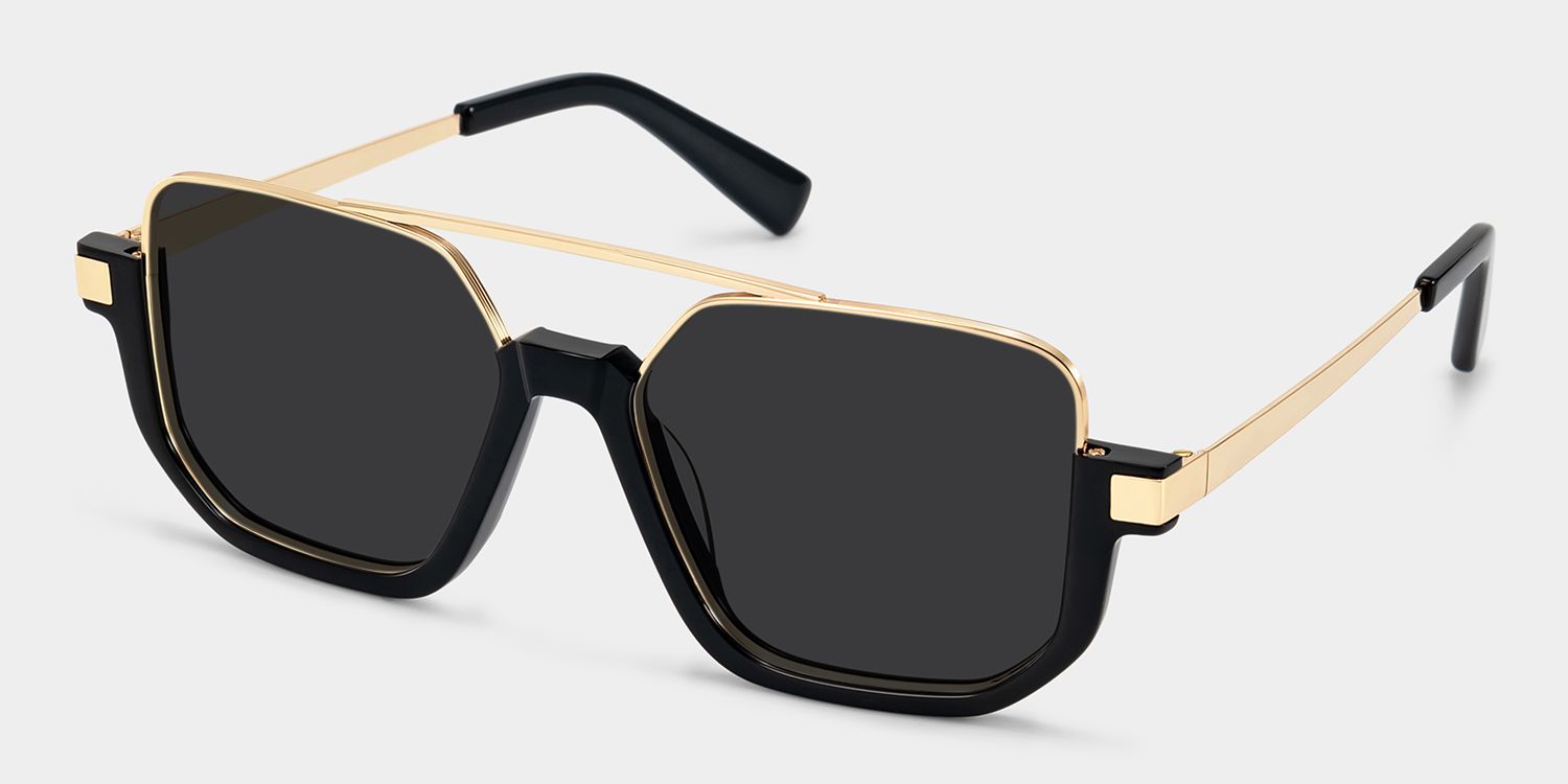 Oromiya Mixed Schwarz-Gold Aviator Sonnenbrille | ZEELOOL2