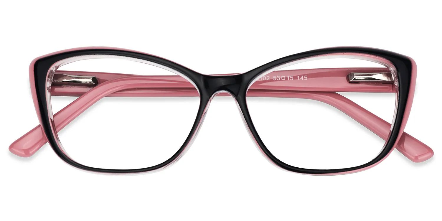 Fidelia Schwarz-Rosa Cateye Brille1