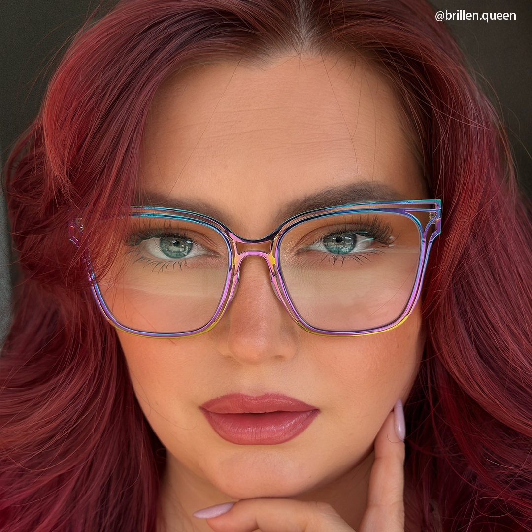 Dacarine Bunt Quadratisch Metall Brille7