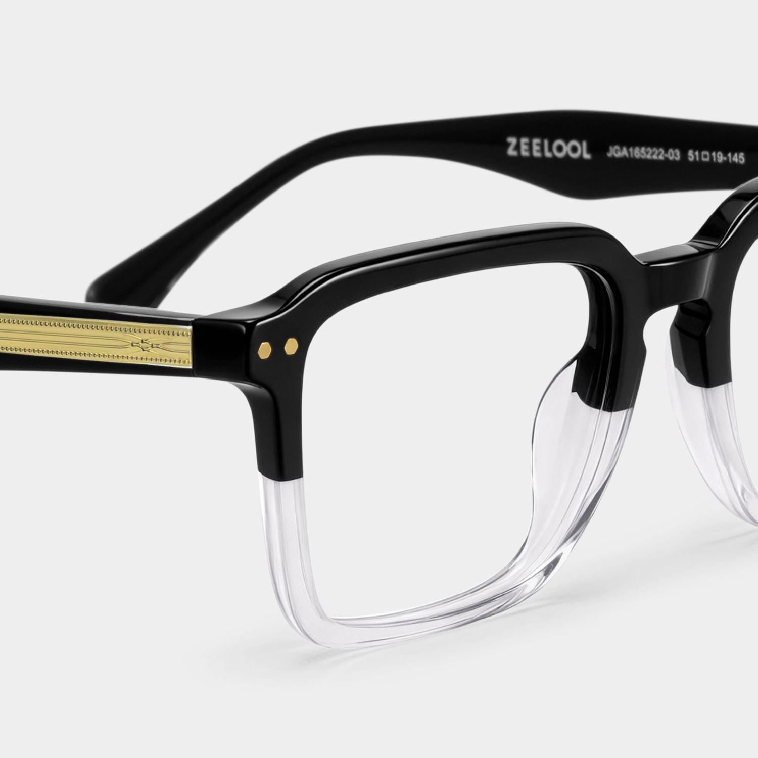 Vickerie Dünne Schwarz-Transparente Brille im quadratischen Design | Zeelool5