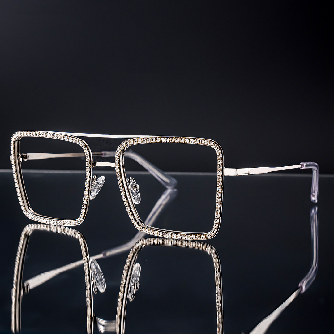 Diva Silber Quadratisch Metall Brille1