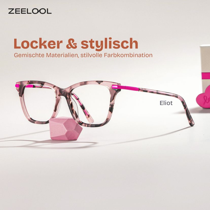 Eliot Rosa-Tortoise Rechteckig Brille