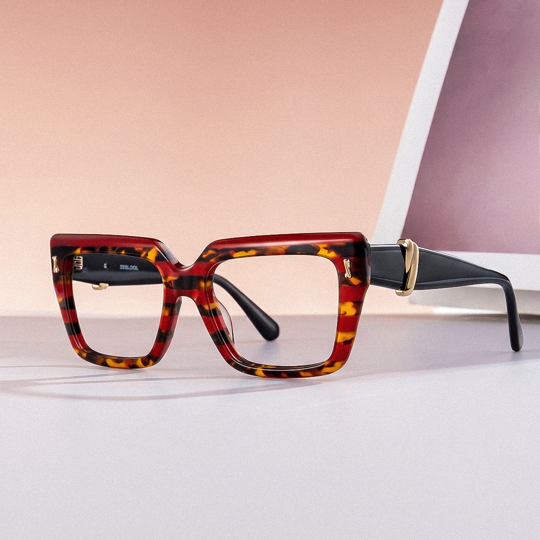 Ophelia Rote Schildpatt-Quadratbrille | ZEELOOL1