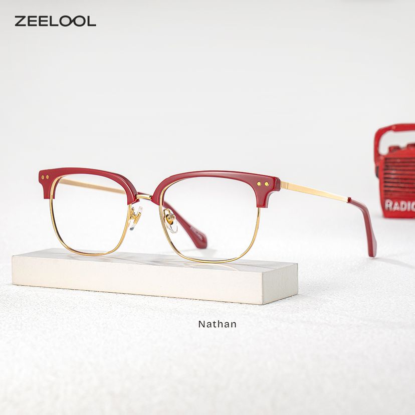 Nathan Rot Browline Brille