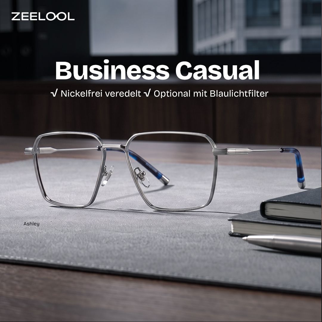 Ashley Eckige Brille in Silber mit Preppy-Chic | ZEELOOL0