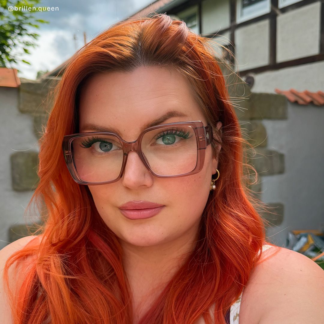 Maya Dicke Braune Quadratische Brille mit Transparentem Rahmen Online | ZEELOOL9