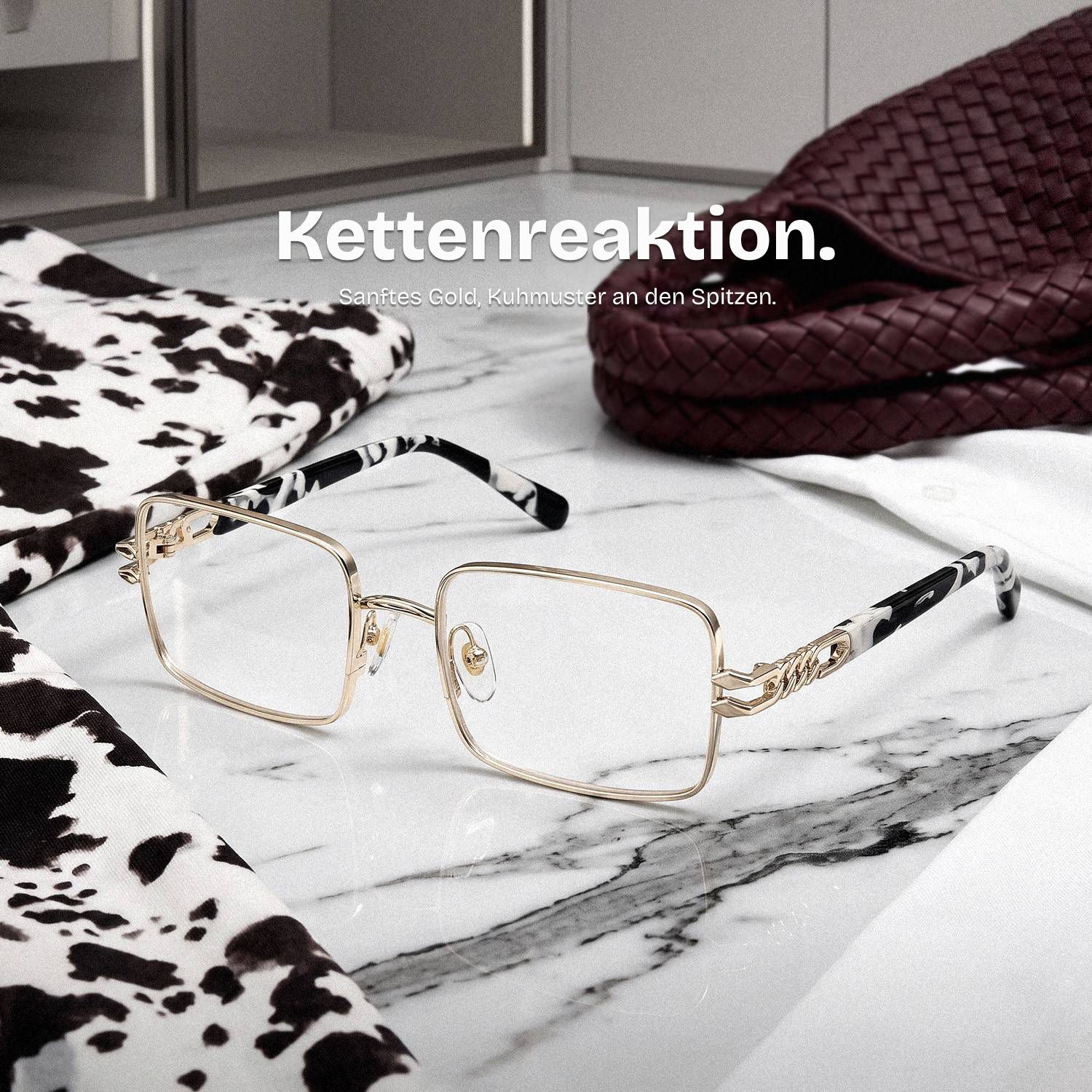 Olivia Rechteckige Brille in Hellgold | ZEELOOL0