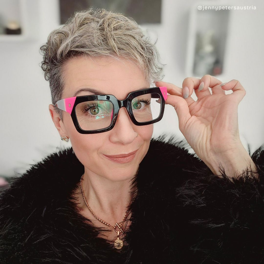 Sarah Schwarz Rechteckig Acetat Brille6