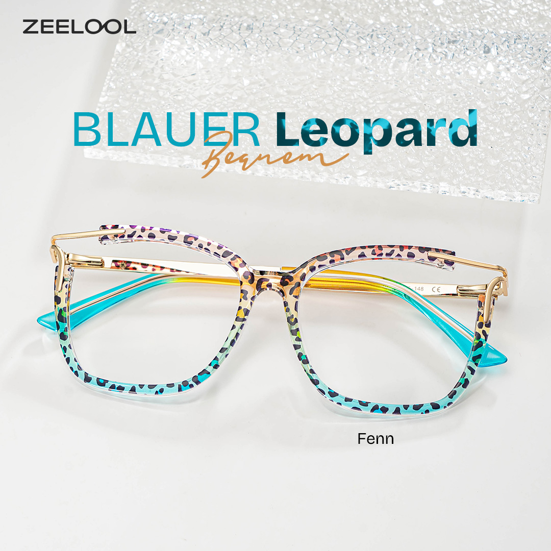 ZEELOOL Sidibe Blau-Leo Quadratisch Brille