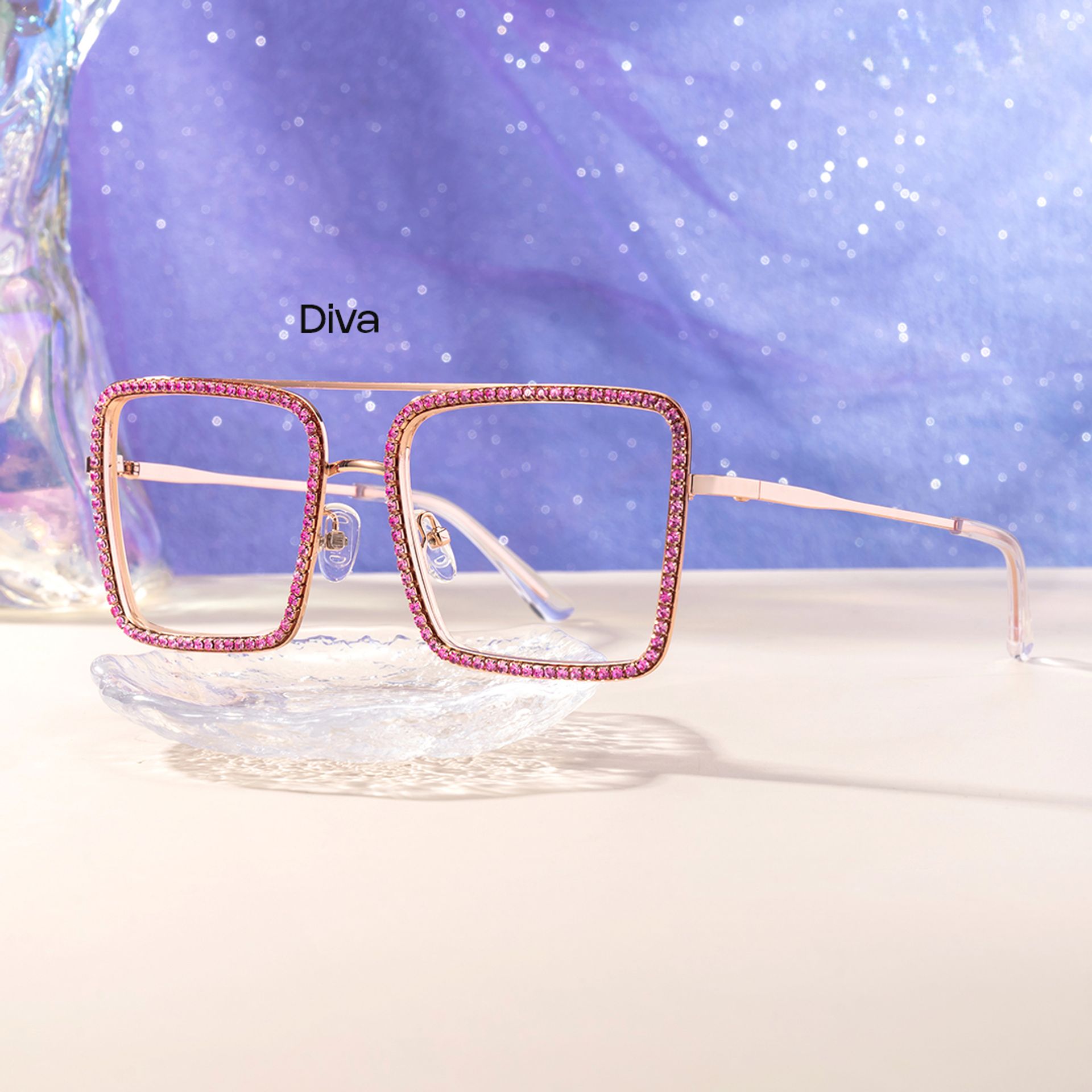 Diva Rosa-Gold Quadratisch Metall Brille0