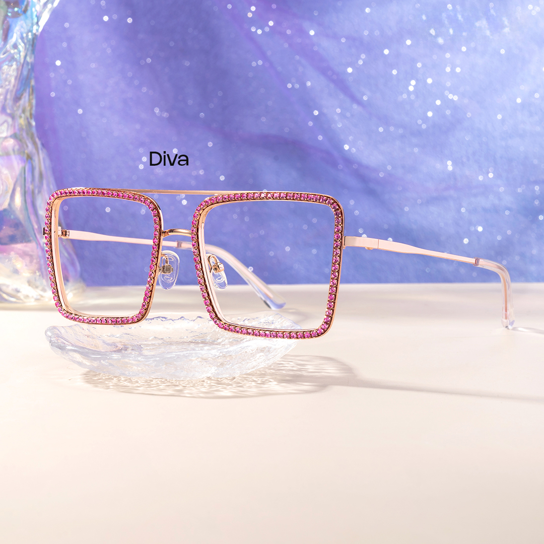 Diva Rosa-Gold Quadratisch Brille