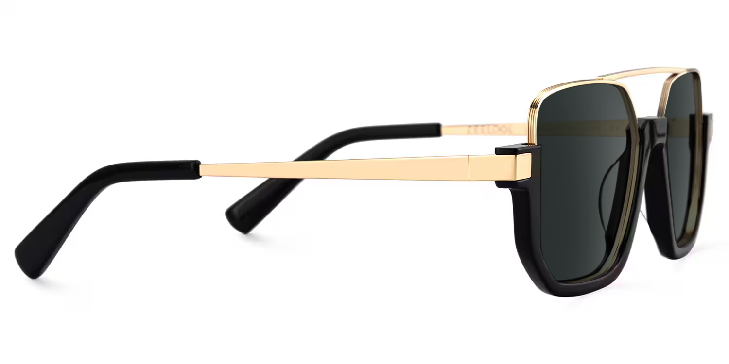 Oromiya Schwarz-Gold Pilot Gemischte-Materialien Brille2