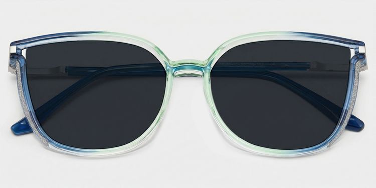 Walden Blau-Grün Quadratisch Sonnenbrille