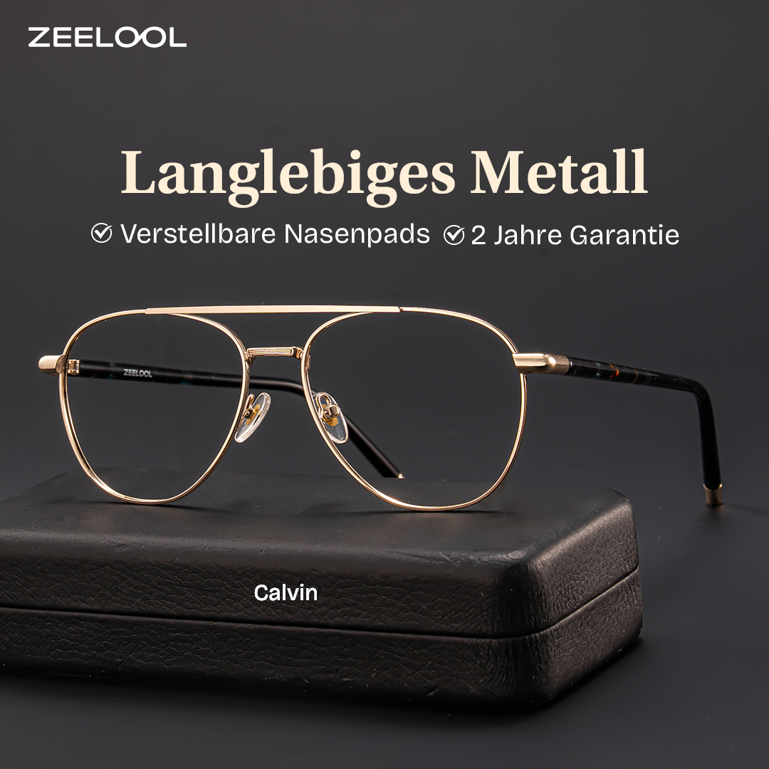 ZEELOOL Calvin Gold Pilot Brille