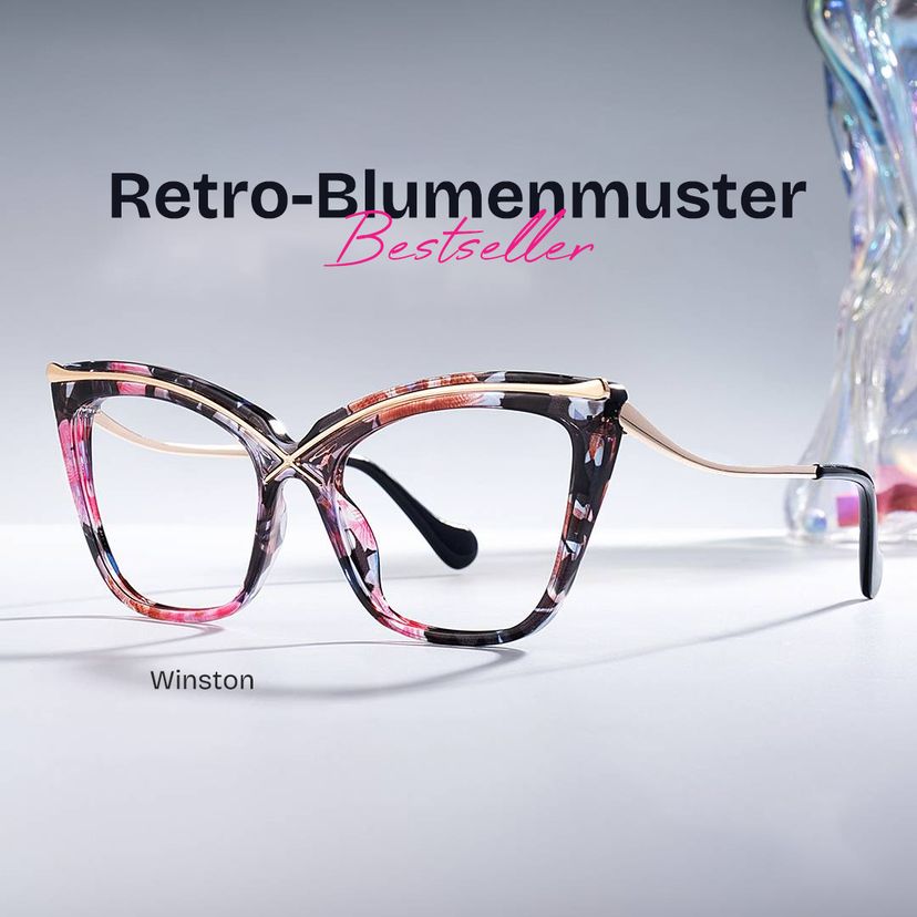 Winston Blumendruck Schmetterling Brille