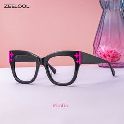 Minfia Schwarz-Rosa Quadratisch Brille0