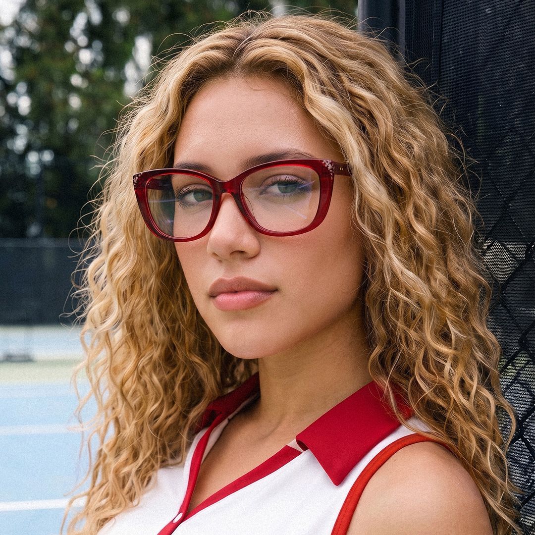 Madeline Katzenaugenbrille mit rotem Rahmen für Damen | ZEELOOL7