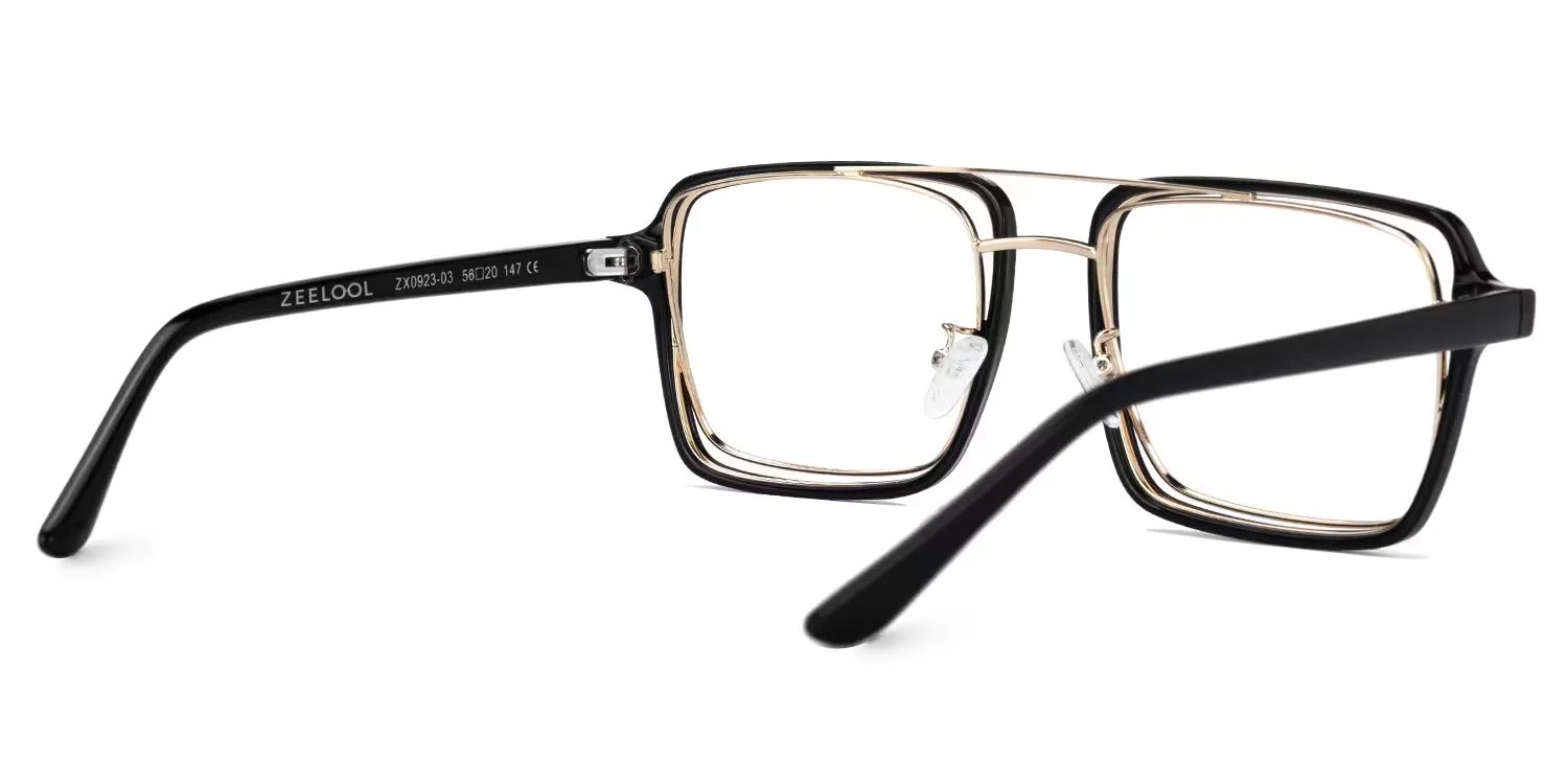 Nellie Schwarz-Gold Pilot Brille3