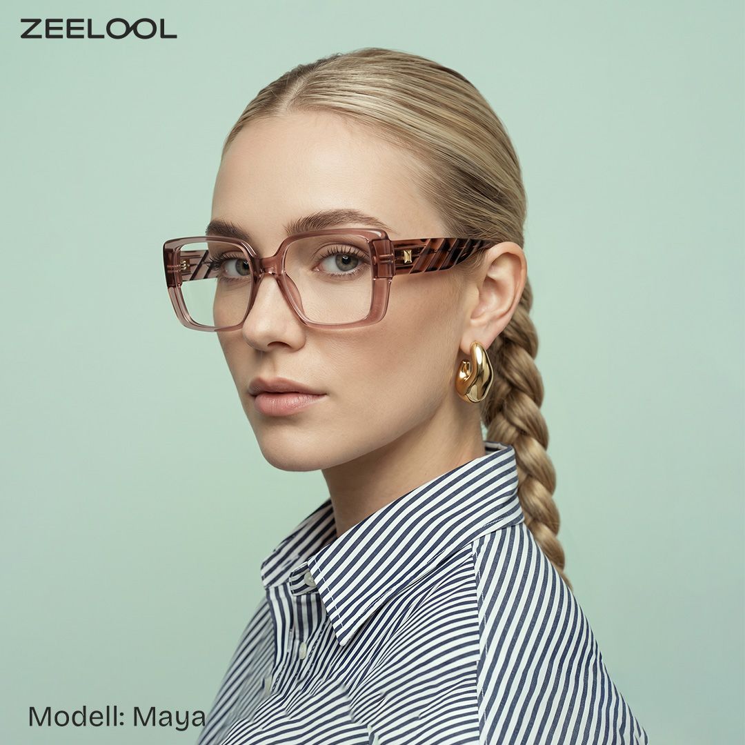 Maya Dicke Braune Quadratische Brille mit Transparentem Rahmen Online | ZEELOOL8